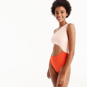 J Crew one shoulder Playa Colorblock swim suit